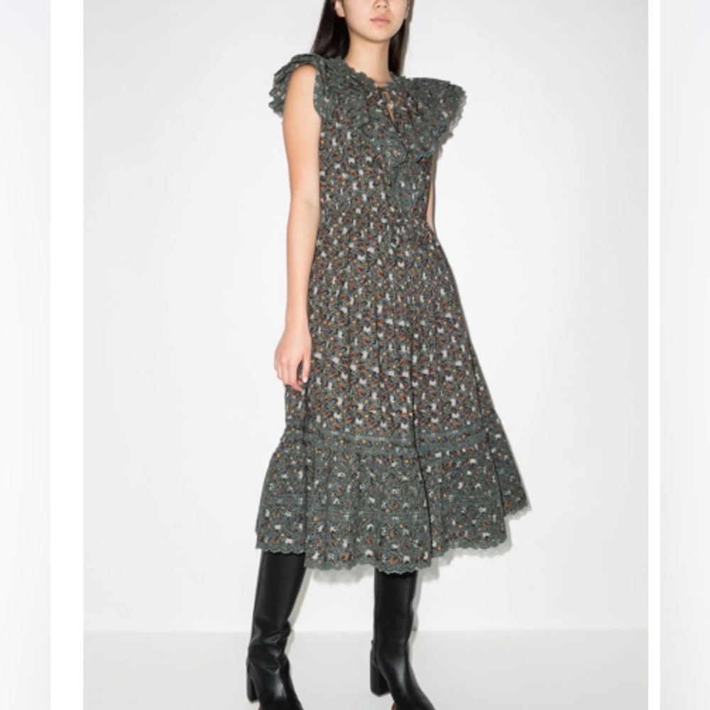 Ulla Johnson Floral Yvette Midi Dress Sz 6 - Picture 3 of 4